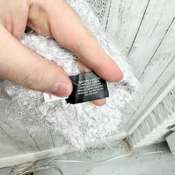 Lane Bryant Sweater Women 18/20 Fuzzy Eyelash Cowl Neck Gray Striped Pullover - Picture 4 of 5